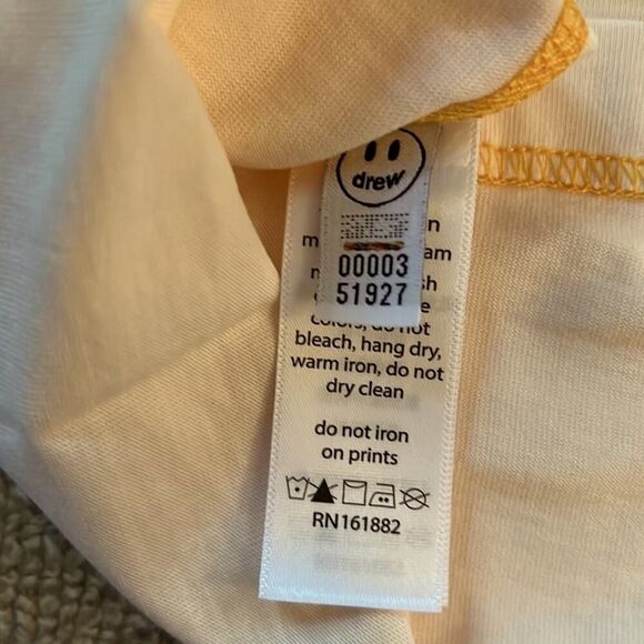 drewhouse Cream and yellow short sleeve ringer T-shirt w 2 cherubs, heart NWT L - Picture 7 of 10